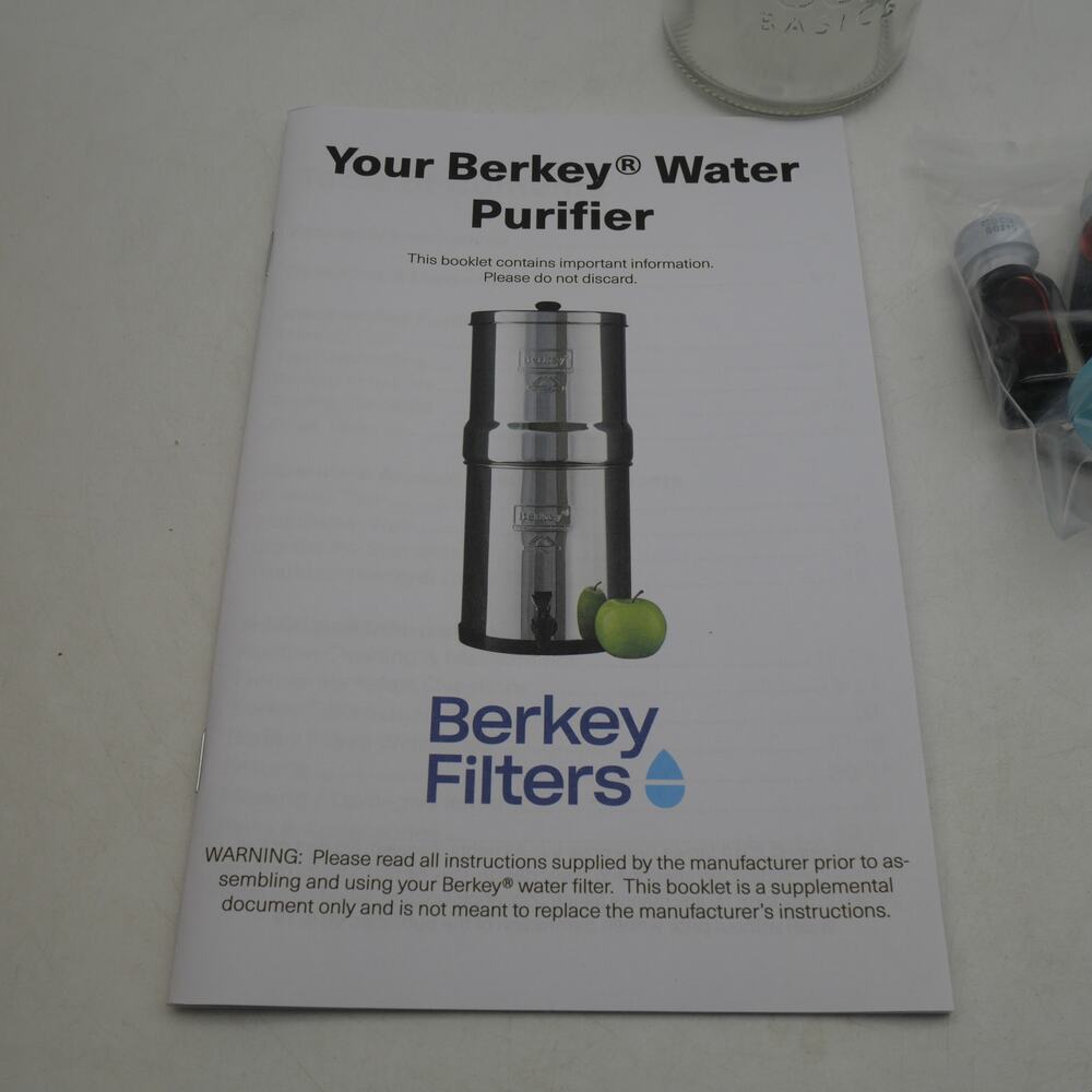 NEW Berkey Filter Prime Rite Priming Filter Kit+ 16.9 Glass Boroux Bottle w/ Lid - Picture 3 of 8